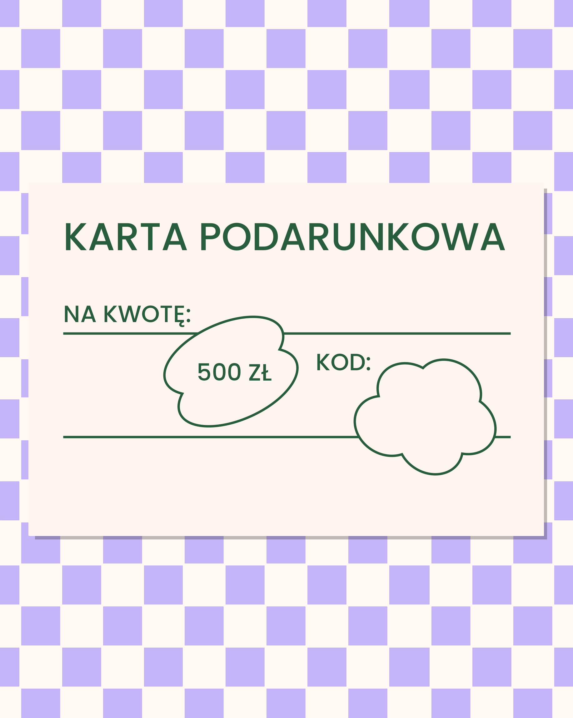 Tył cyfrowej karty podarunkowej, na kwotę 500 złotych.