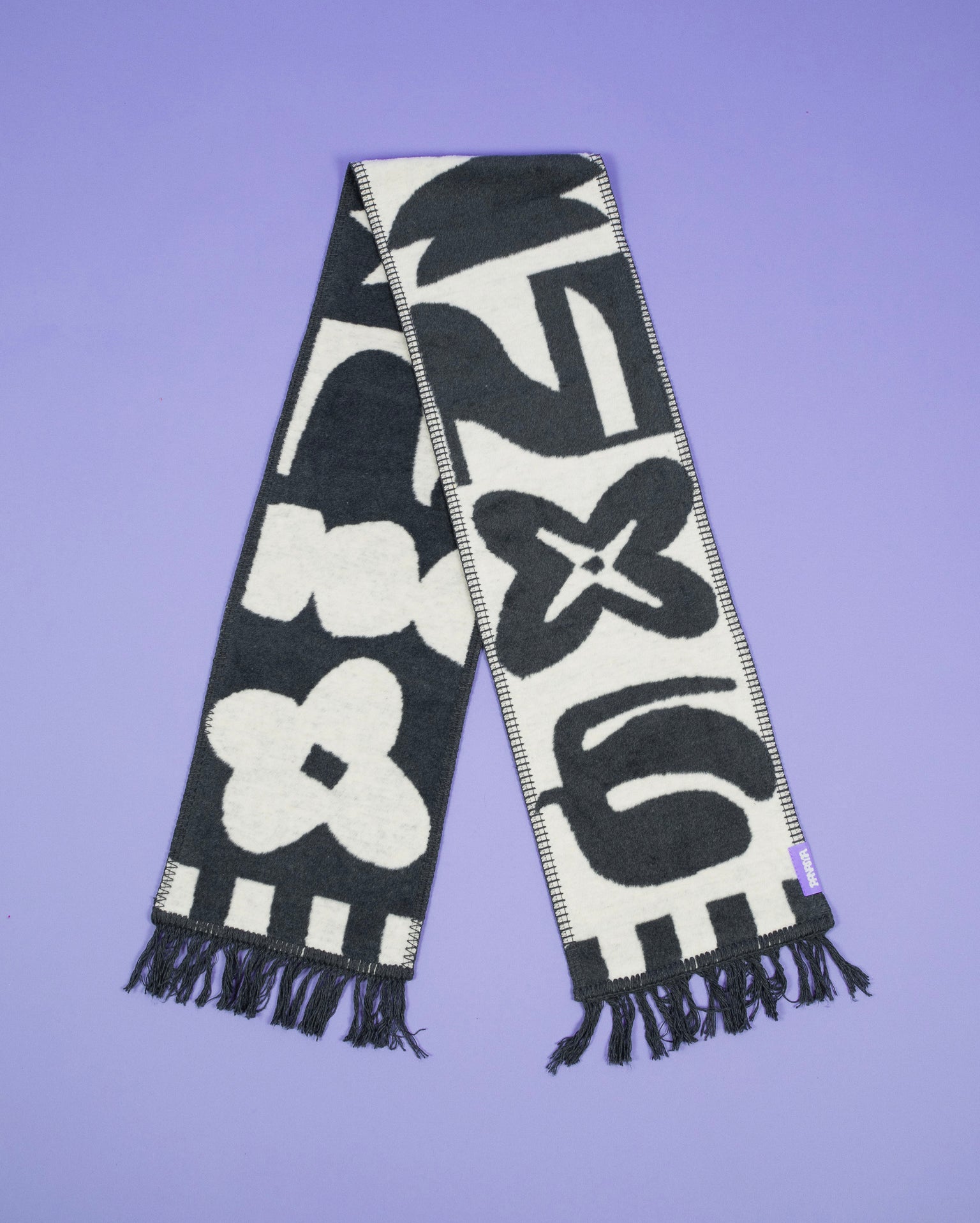 Bawełniany szalik żakardowy komplet, fioletowe tło