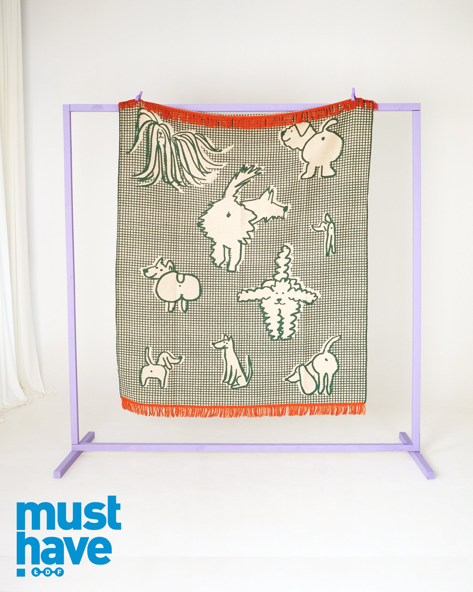 Prawa strona pledu ZADKI, część setu oraz zestawu nagrodzonego MUST HAVE 2024 przez Łódź Design Festival.