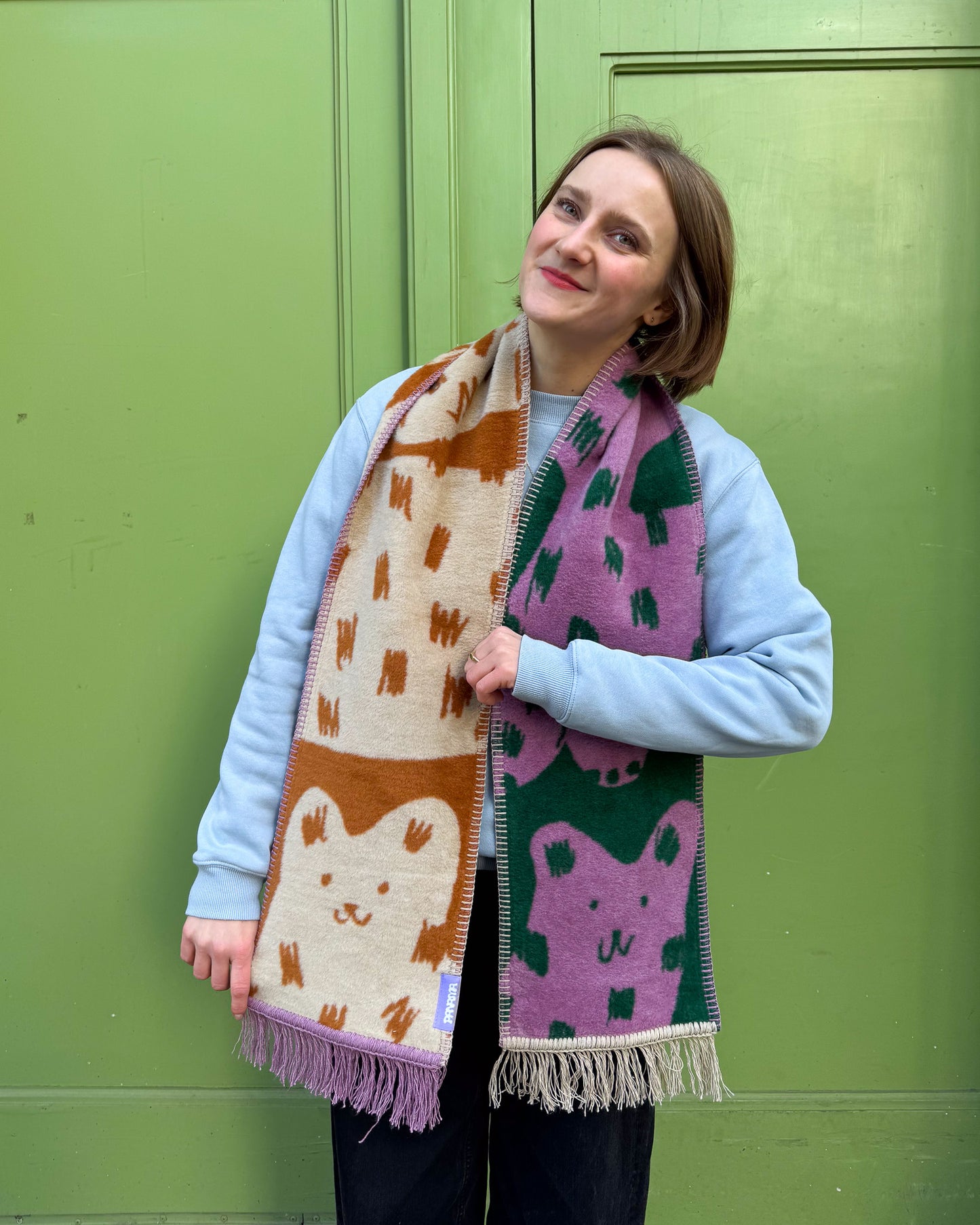 DWA KOTY szalik żakardowy