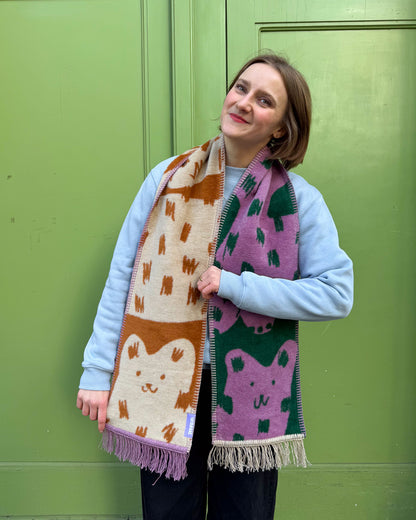 DWA KOTY szalik żakardowy