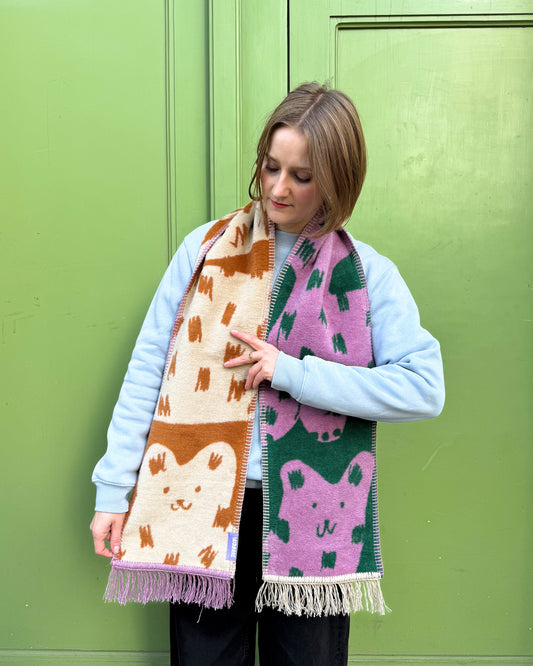 DWA KOTY szalik żakardowy