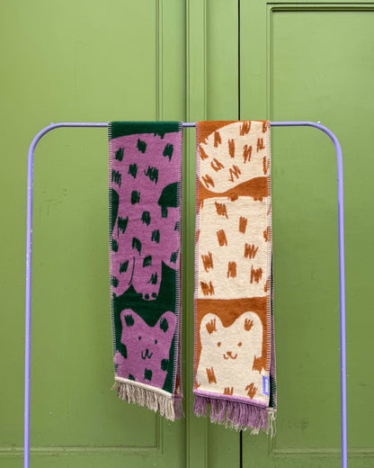 DWA KOTY szalik żakardowy